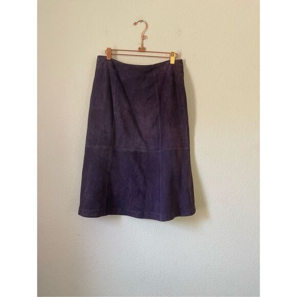 Eileen fisher 100% goat suede purple skirt size xs - Picture 2 of 8
